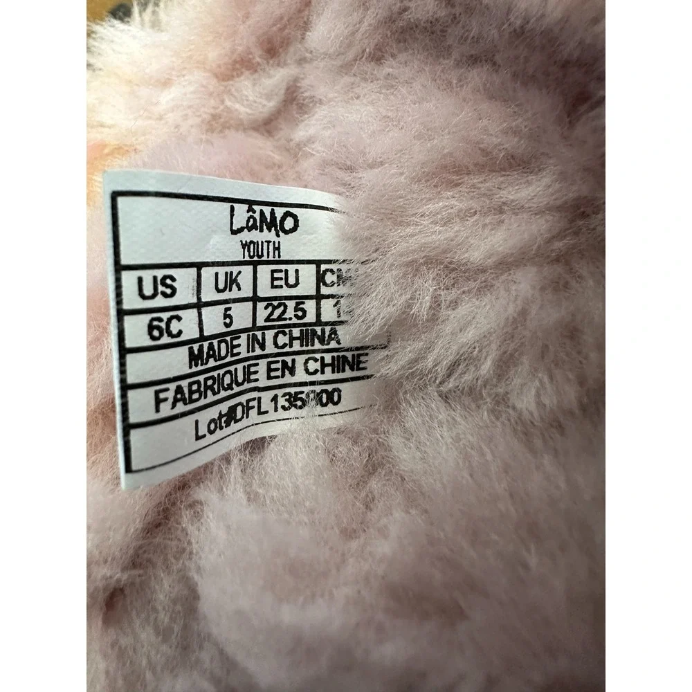 Lamo Youth Rose Pink Suede Faux Fur Bow Winter Boots Splash Secure Size 6C NEW - Picture 4 of 10